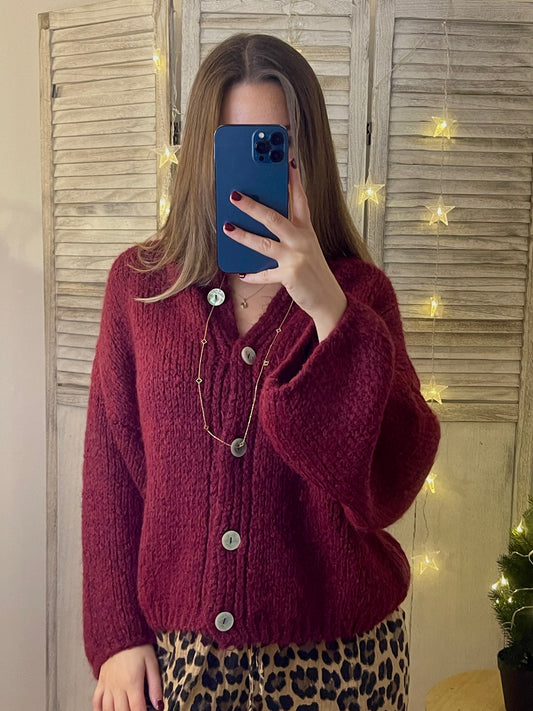 CARDIGAN BORDEAUX AVEC BOUTONS LILY