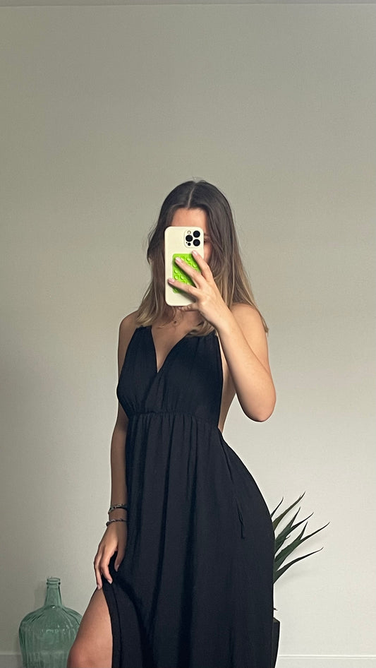 ROBE LONGUE DOS NU NOIR ATHENA