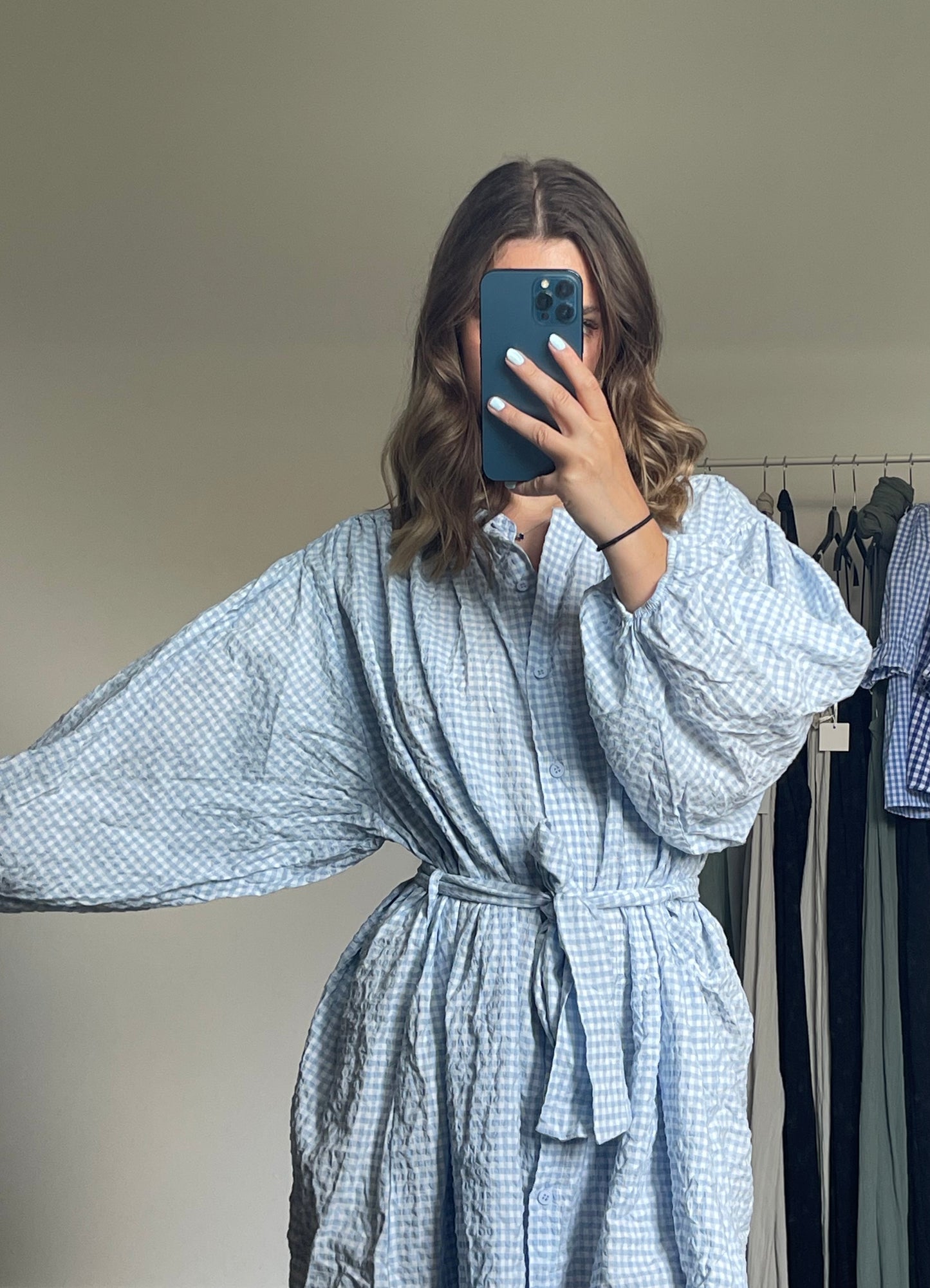 ROBE CEINTURÉ VICHY BLEU OLD MONEY ZOÉ